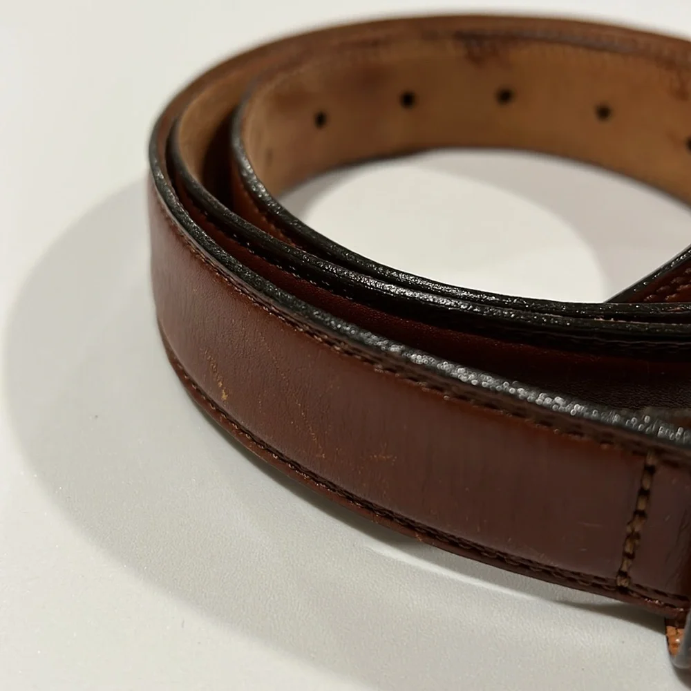Vintage Italian leather‎ belt - 40, brass hardware